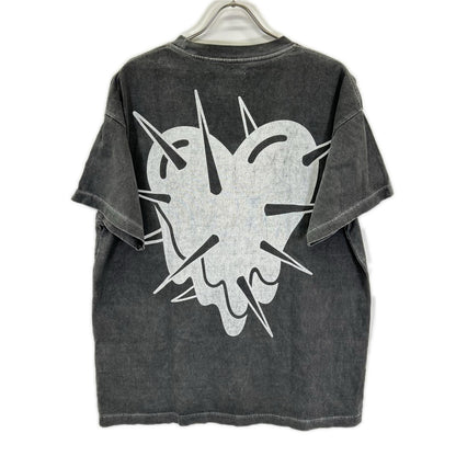 EMOTIONALLY UNAVAILABLE エモーショナリーアンアベイラブル グレー ロゴ ダメージ加工 Tシャツ トップス