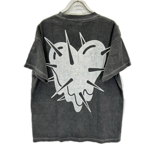 EMOTIONALLY UNAVAILABLE エモーショナリーアンアベイラブル グレー ロゴ ダメージ加工 Tシャツ トップス