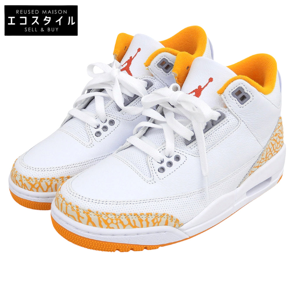 NIKE ナイキ 新品同様 Air Jordan 3 Orange Citrus スニーカー シューズ レディース ホワイト×オレンジ 23.5cm CK9246-101 シューズ