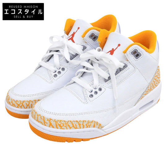 NIKE ナイキ 新品同様 Air Jordan 3 Orange Citrus スニーカー シューズ レディース ホワイト×オレンジ 23.5cm CK9246-101 シューズ