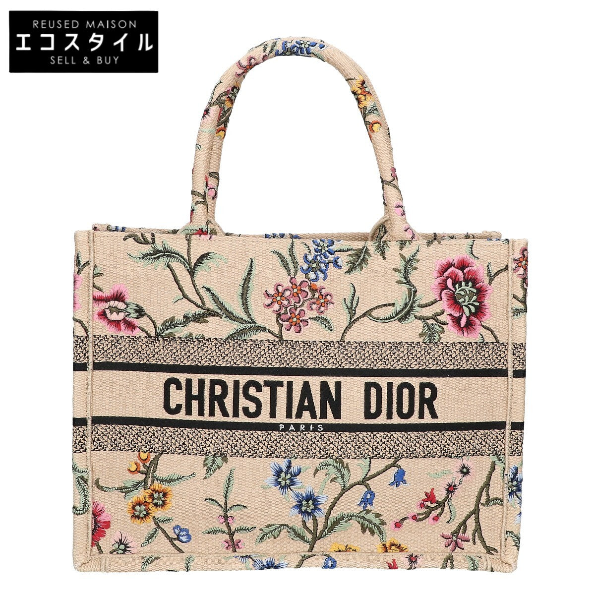 Christian Dior クリスチャンディオール M1296ZEBB プティットフルール 刺繍 ブックトート ミディアム ハンドバッグ