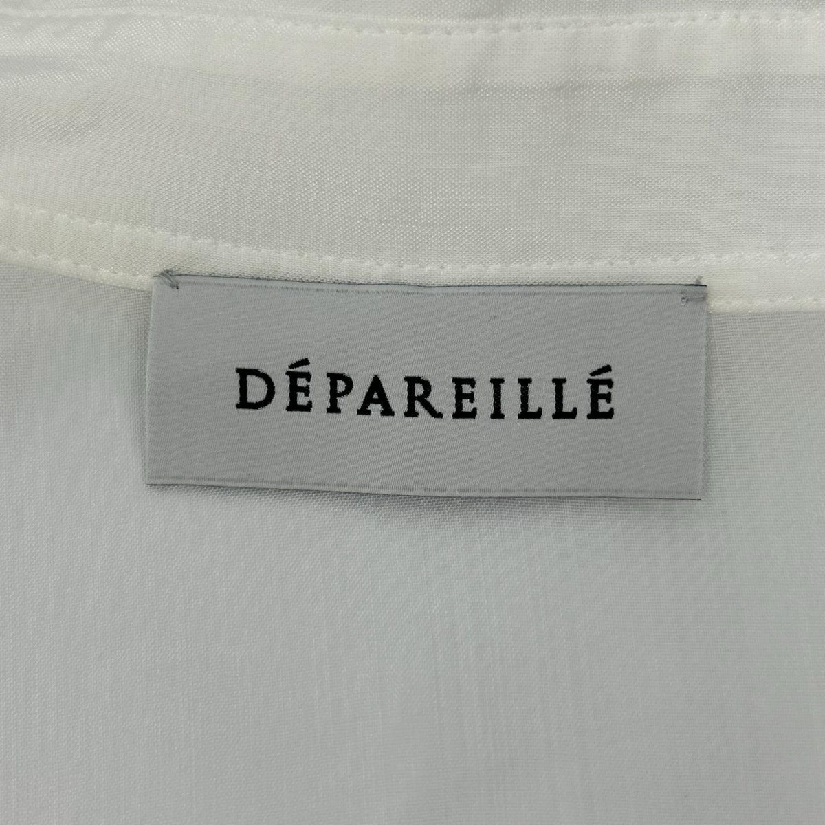 DEPAREILLE デパリエ B1133AFB038 ホワイト リネン フレアリブ ブラウス トップス
