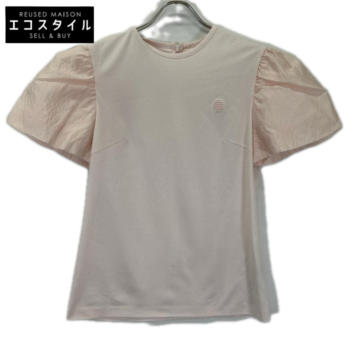 BORDERS at BALCONY ボーダーズアットバルコニー BD2211-2C-12 ピンク ジャガード パフスリーブ Tシャツ トップス