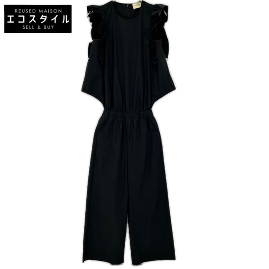 UNITED ARROWS ユナイテッドアローズ 1526-1-995394 ブラック ポリエステル フリルスリーブ オールインワン オーバーオール オールインワン