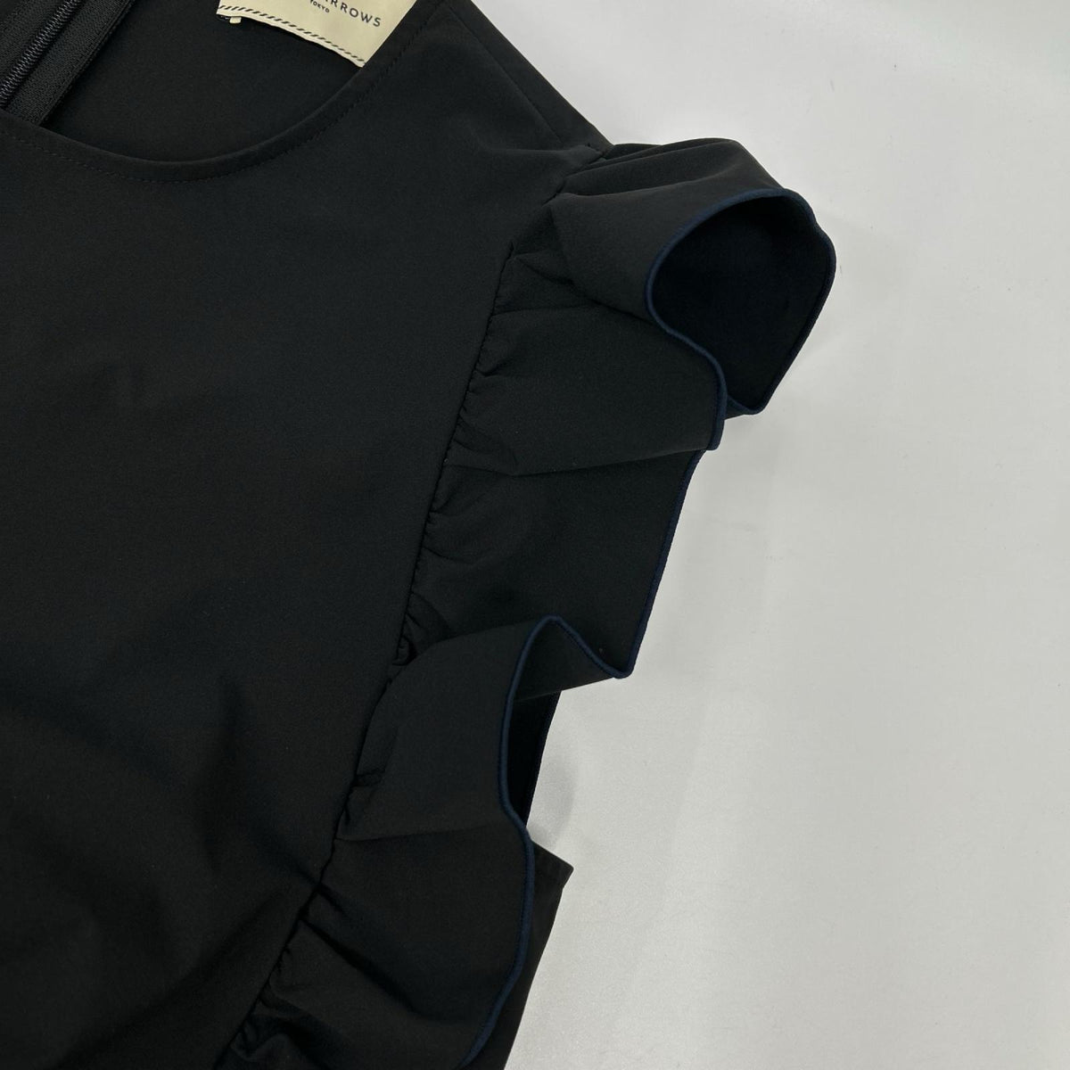 UNITED ARROWS ユナイテッドアローズ 1526-1-995394 ブラック ポリエステル フリルスリーブ オールインワン オーバーオール オールインワン