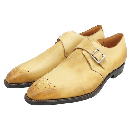 MIYAGI KOGYO ミヤギコウギョウ 新品同様 Giardino da 1941 シングルモンク レザーシューズ メンズ ベージュ系 27cm シューズ