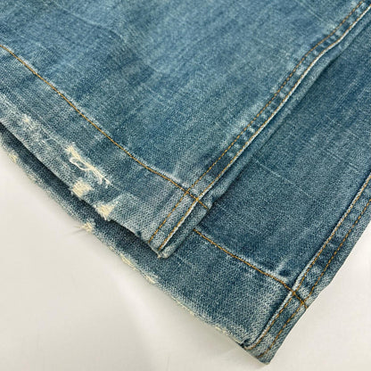 DOLCE&GABBANA ドルチェアンドガッバーナ F353TD ライトブルー レオパードロゴパッチ フレアダメージパンツ ボトムス