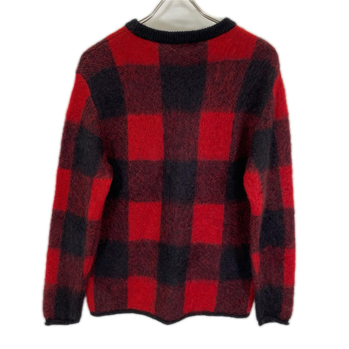VALENTINO ヴァレンティノ レッド×ブラック モヘア×ウール ブロックチェック ニット トップス