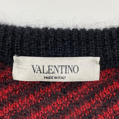 VALENTINO ヴァレンティノ レッド×ブラック モヘア×ウール ブロックチェック ニット トップス