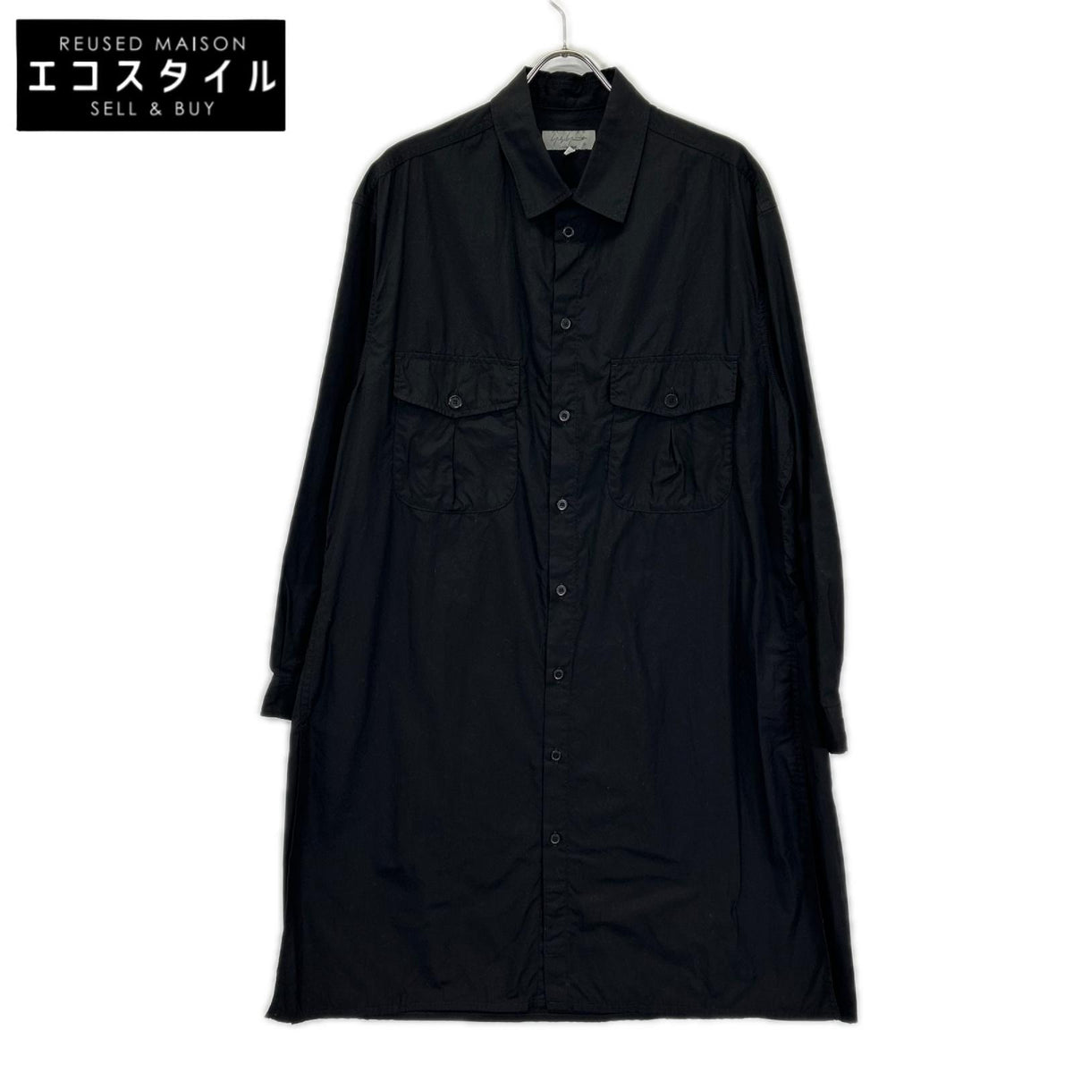 Yohji Yamamoto POUR HOMME ヨウジヤマモトプールオム HD-B05-001 ブラック ロング ダブルポケット シャツ トップス