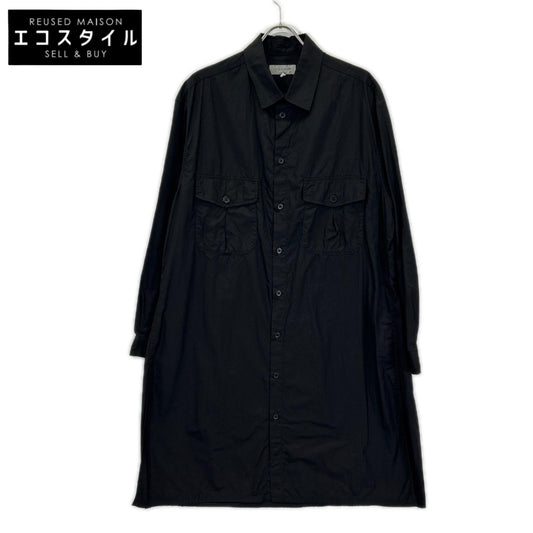 Yohji Yamamoto POUR HOMME ヨウジヤマモトプールオム HD-B05-001 ブラック ロング ダブルポケット シャツ トップス