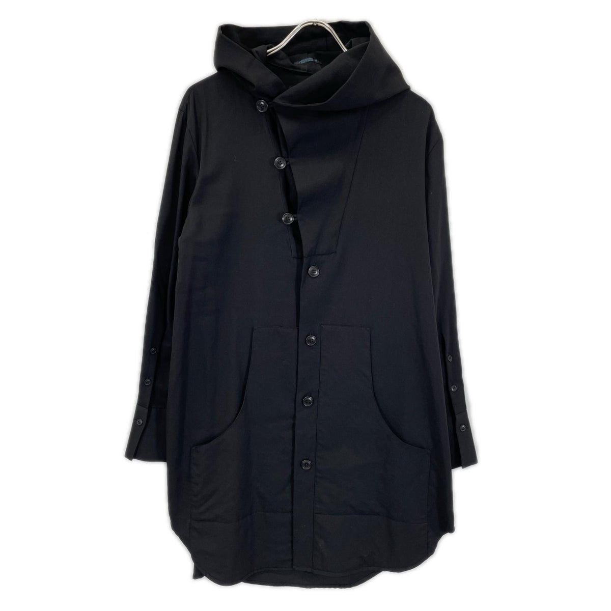 REGULATION Yohji Yamamoto レギュレーション ヨウジヤマモト FE-B53-100 ブラック ウール フーディコート コート
