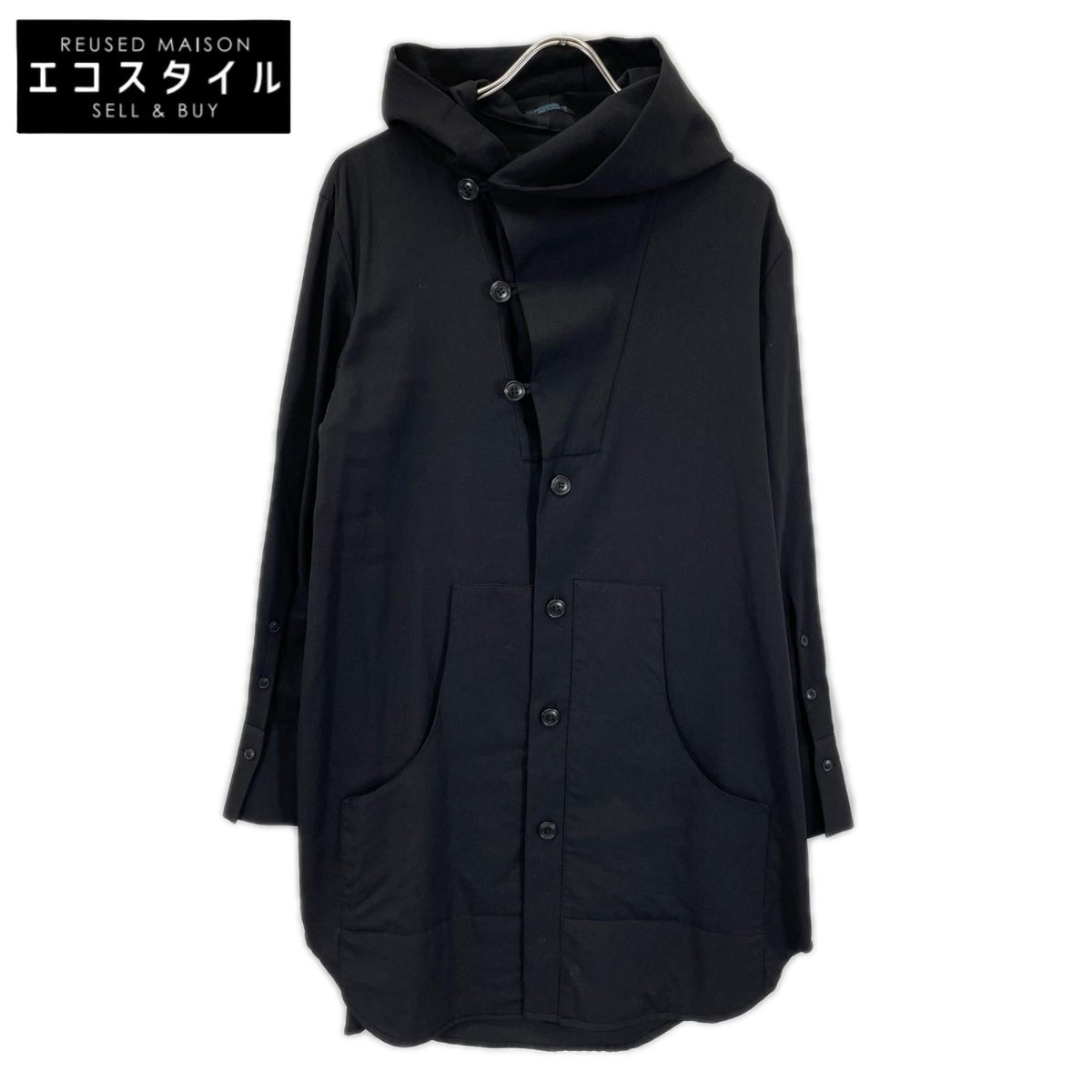 REGULATION Yohji Yamamoto レギュレーション ヨウジヤマモト FE-B53-100 ブラック ウール フーディコート コート