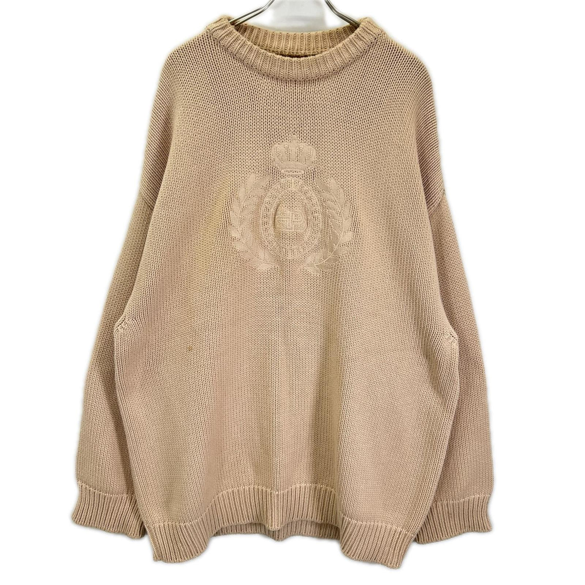 BALENCIAGA バレンシアガ 21年 664369 ベージュ エンブロイダリー BBロゴ ニット トップス