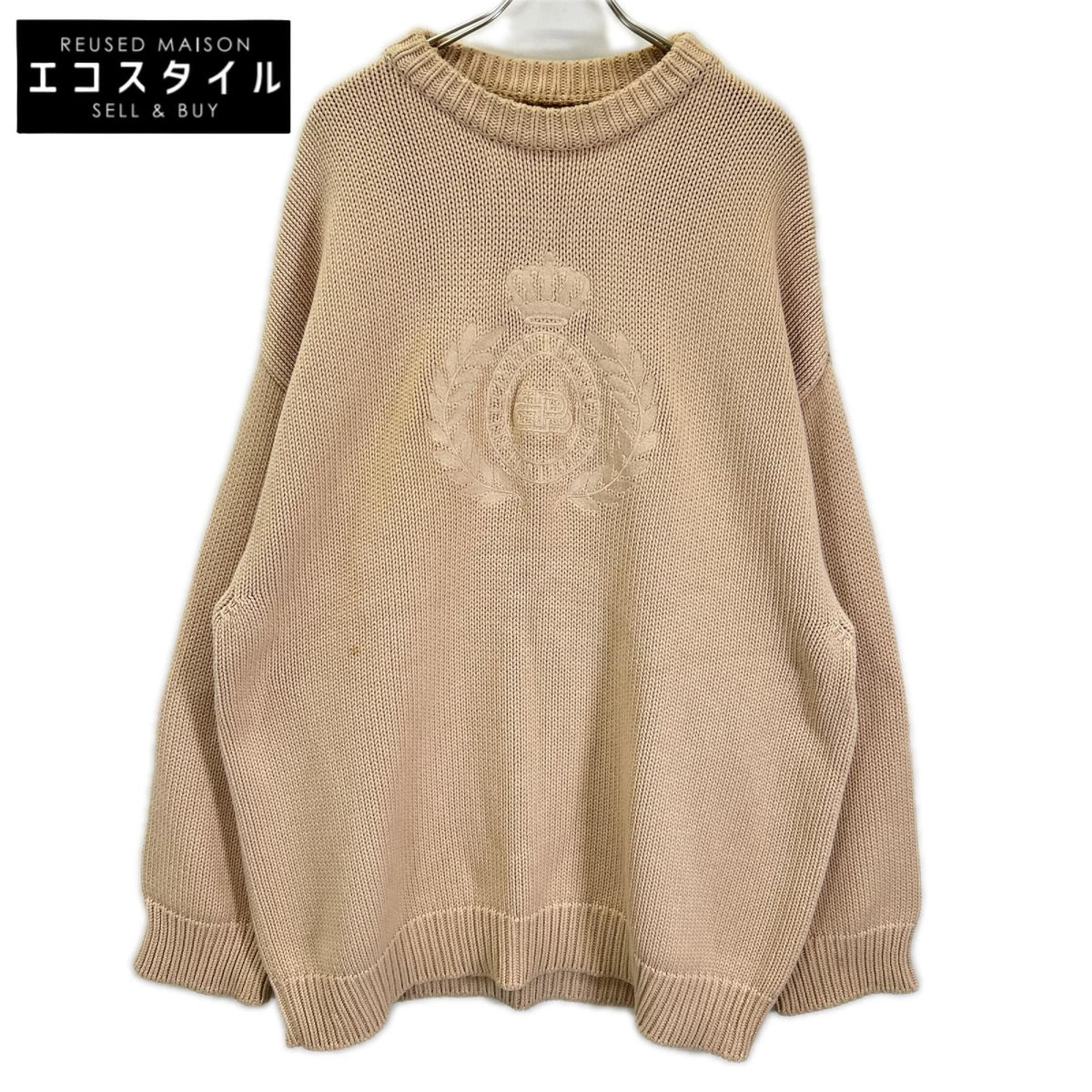 BALENCIAGA バレンシアガ 21年 664369 ベージュ エンブロイダリー BBロゴ ニット トップス