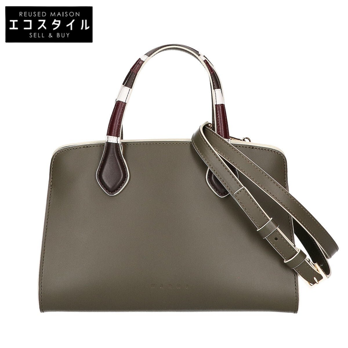MARNI マルニ 新品未使用 BMMP0175A0 カーフレザー オーバーラップ ハンドバッグ