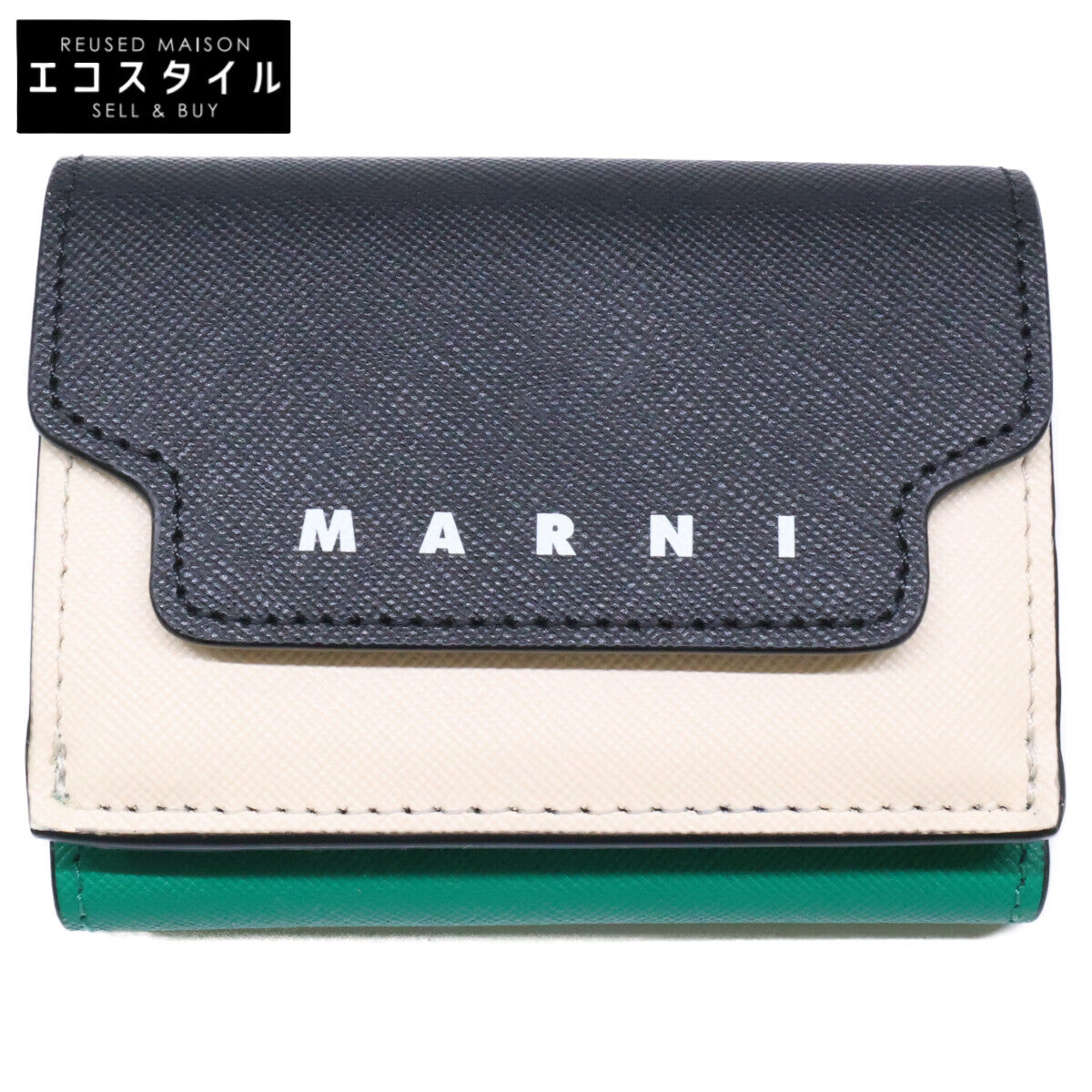 MARNI マルニ 【新品未使用】PFMO0125U1 LV520 ZP239 サフィアーノレザー 三つ折りウォレット 三つ折り財布（小銭入れあり）