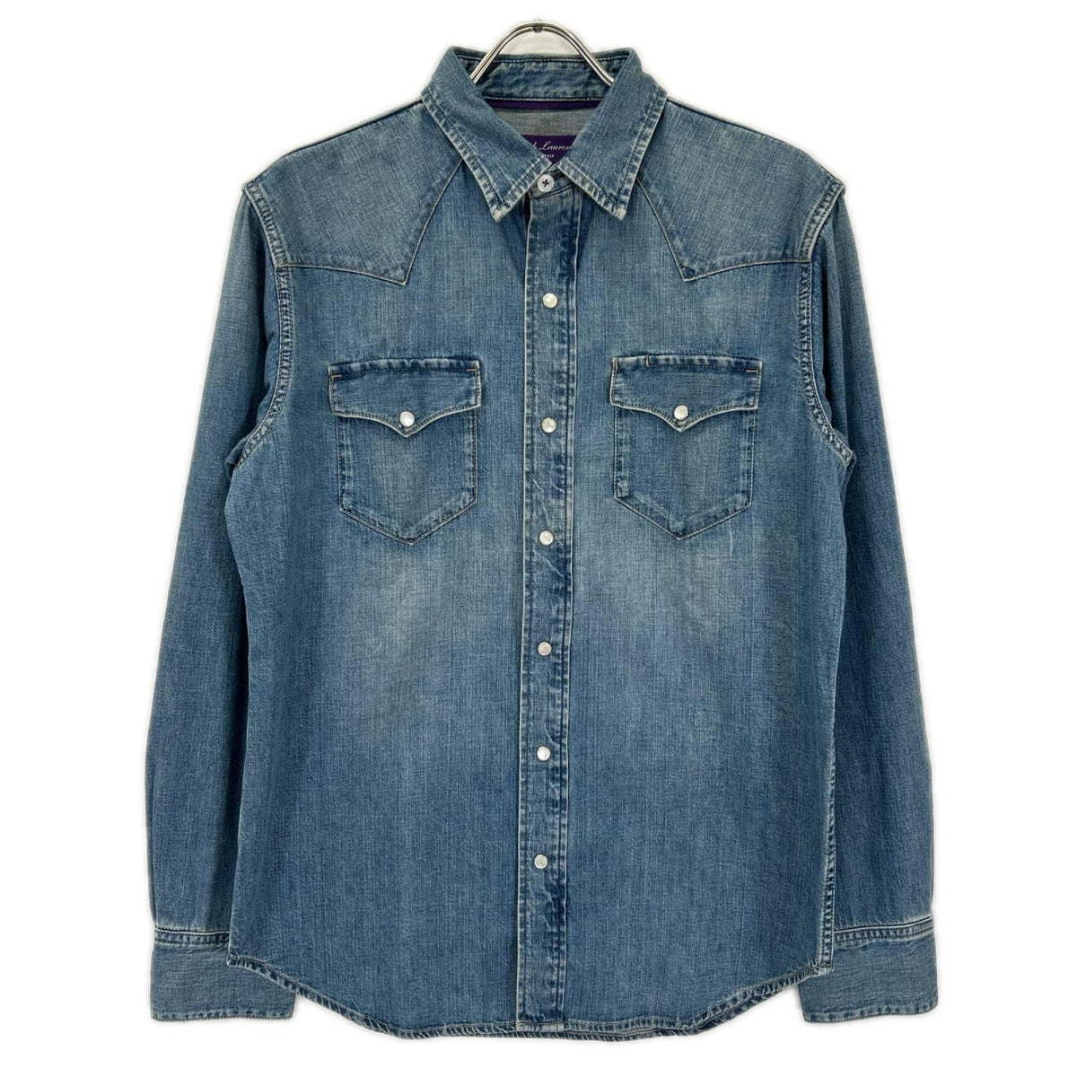 RalphLauren PURPLE LABEL ラルフローレン パープルレーベル 790729714001 インディゴ ライトブルー デニム ウエスタンシャツ トップス