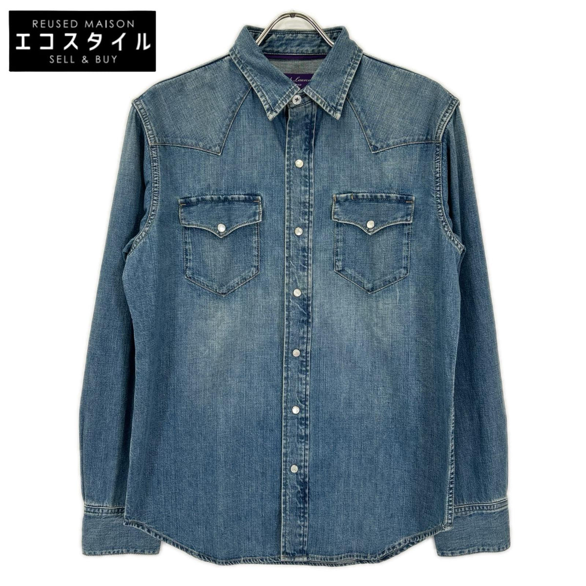 RalphLauren PURPLE LABEL ラルフローレン パープルレーベル 790729714001 インディゴ ライトブルー デニム ウエスタンシャツ トップス