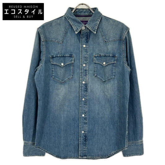 RalphLauren PURPLE LABEL ラルフローレン パープルレーベル 790729714001 インディゴ ライトブルー デニム ウエスタンシャツ トップス