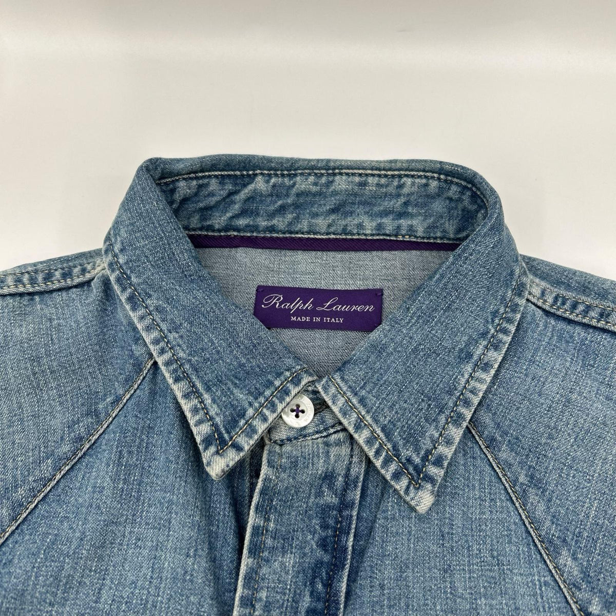 RalphLauren PURPLE LABEL ラルフローレン パープルレーベル 790729714001 インディゴ ライトブルー デニム ウエスタンシャツ トップス