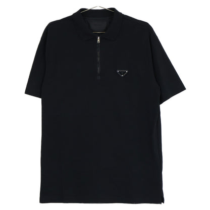 PRADA プラダ 【美品/国内正規/24年製】UJN903 Re-Nylon トライアングルロゴプレート ハーフジップ 半袖ポロシャツ トップス