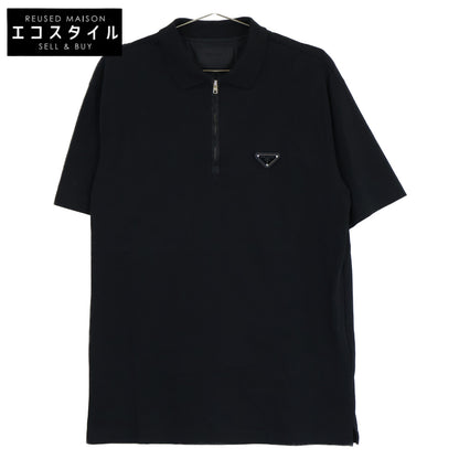 PRADA プラダ 【美品/国内正規/24年製】UJN903 Re-Nylon トライアングルロゴプレート ハーフジップ 半袖ポロシャツ トップス