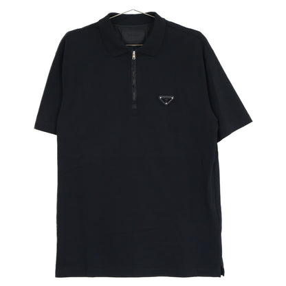 PRADA プラダ 【美品/国内正規/24年製】UJN903 Re-Nylon トライアングルロゴプレート ハーフジップ 半袖ポロシャツ トップス