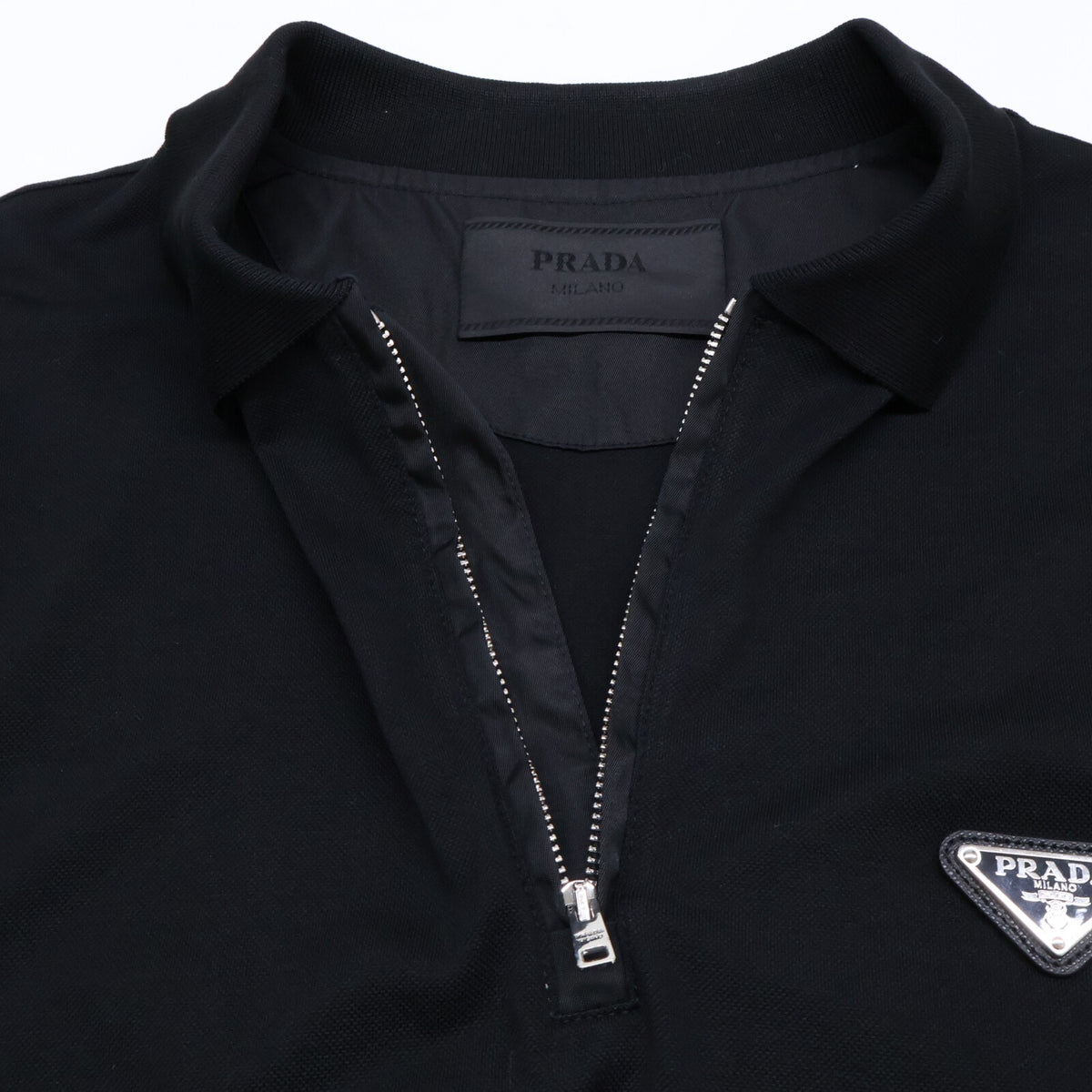 PRADA プラダ 【美品/国内正規/24年製】UJN903 Re-Nylon トライアングルロゴプレート ハーフジップ 半袖ポロシャツ トップス