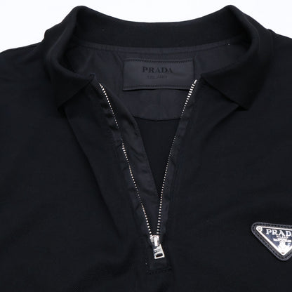 PRADA プラダ 【美品/国内正規/24年製】UJN903 Re-Nylon トライアングルロゴプレート ハーフジップ 半袖ポロシャツ トップス