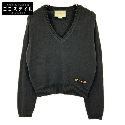 GUCCI グッチ 628411 ブラック カシミヤ100 ホースビットデザイン Vネック ニットトップス トップス