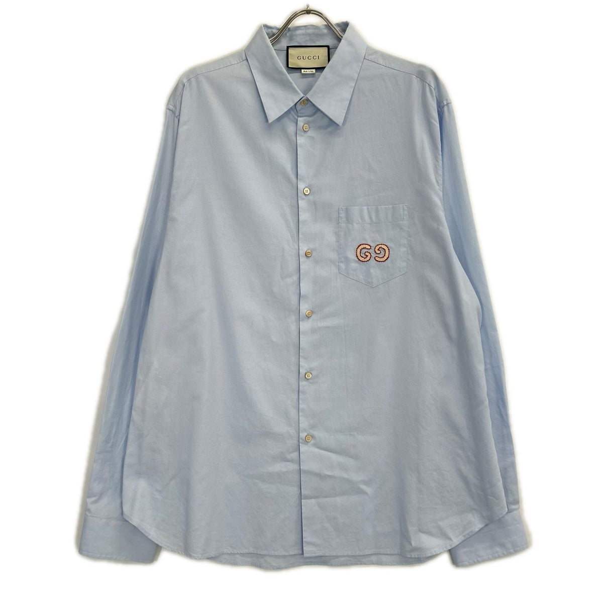 GUCCI グッチ 574518 ライトブルー コットン GGエンブロイダリーシャツ トップス