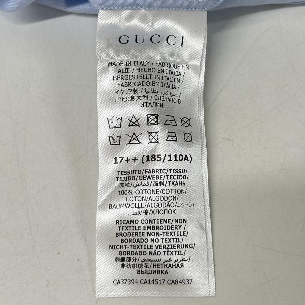 GUCCI グッチ 574518 ライトブルー コットン GGエンブロイダリーシャツ トップス