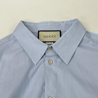 GUCCI グッチ 574518 ライトブルー コットン GGエンブロイダリーシャツ トップス