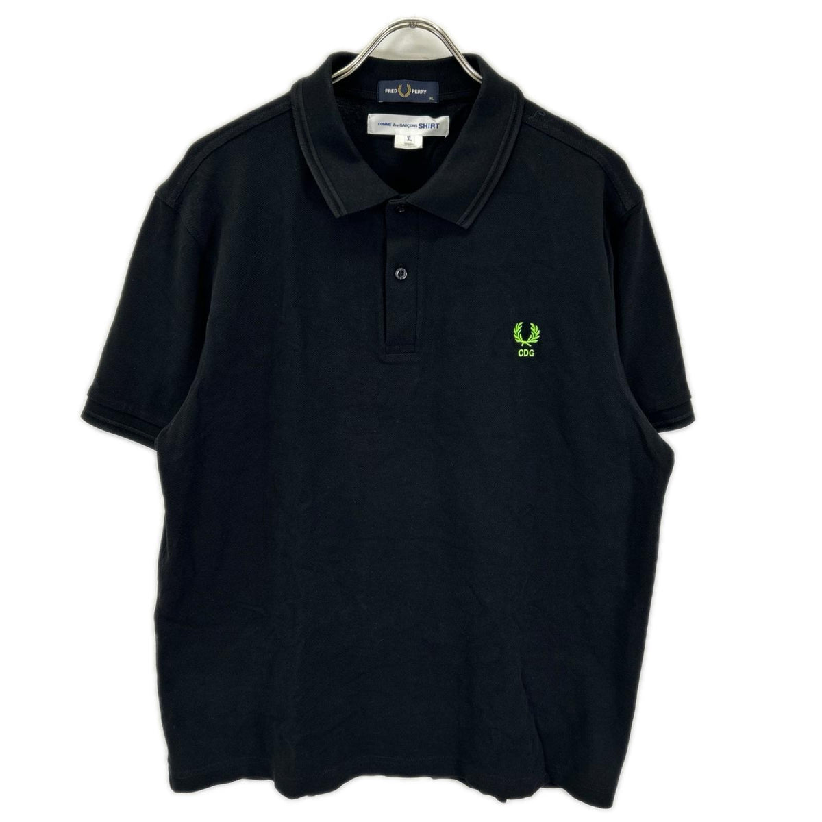COMMEdesGARCONS SHIRT コムデギャルソンシャツ ×FREDPERRY FR-T521 ブラック コットン ワンポイント トップス