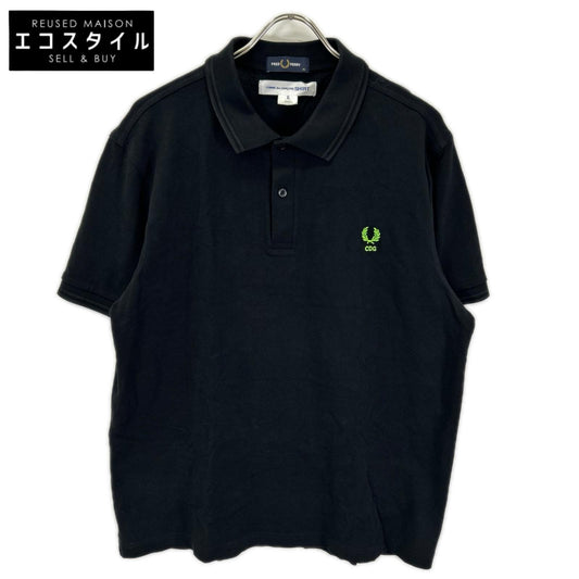COMMEdesGARCONS SHIRT コムデギャルソンシャツ ×FREDPERRY FR-T521 ブラック コットン ワンポイント トップス
