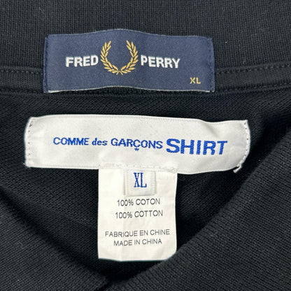 COMMEdesGARCONS SHIRT コムデギャルソンシャツ ×FREDPERRY FR-T521 ブラック コットン ワンポイント トップス