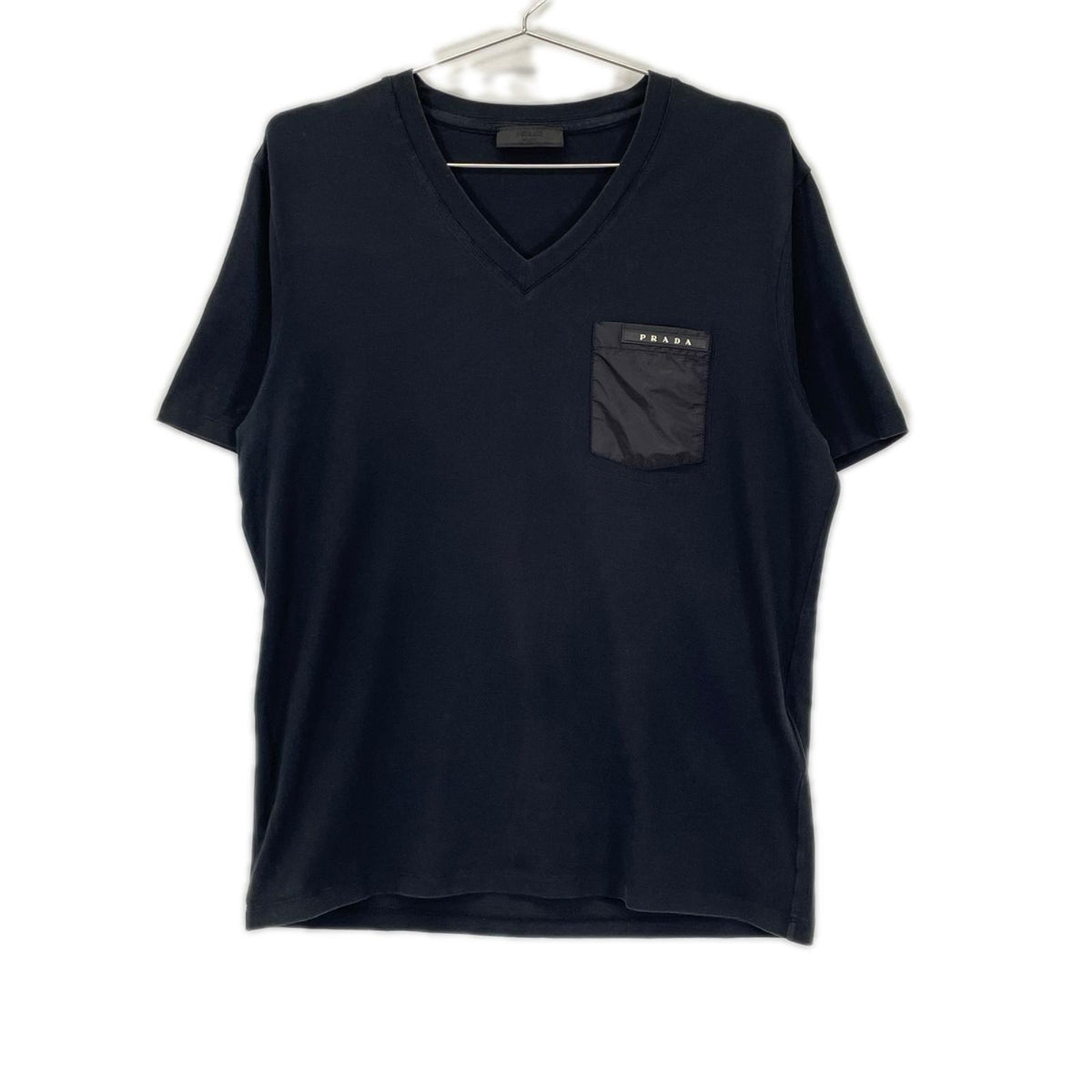 PRADA プラダ SJM251 ブラック コットン Vネック ポケットTシャツ トップス