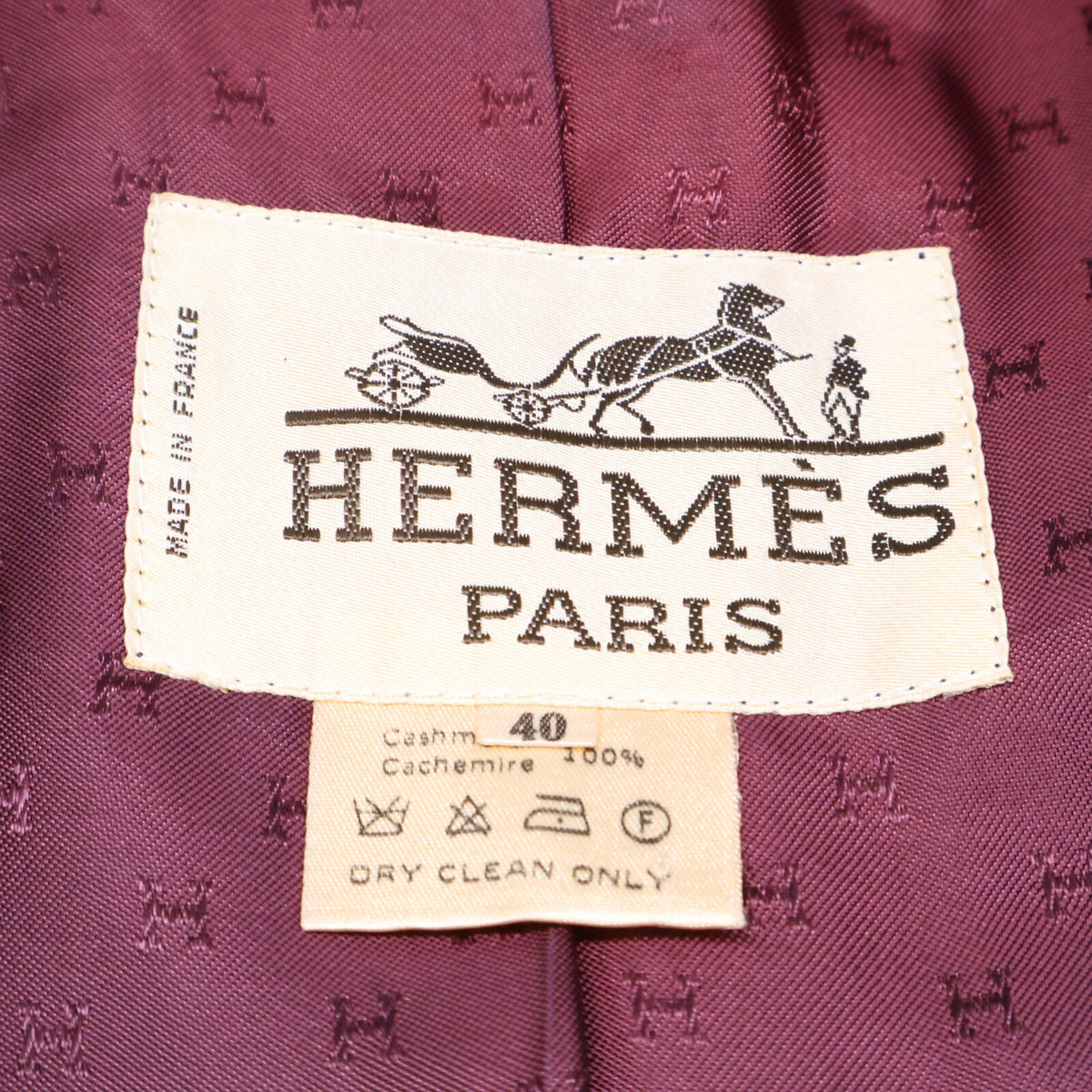 HERMES エルメス カシミヤ100％ 金ボタン ダブルブレスト ロング コート