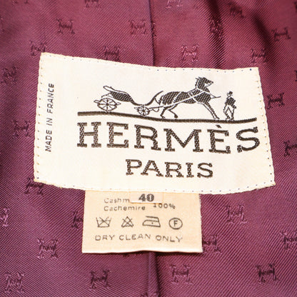 HERMES エルメス カシミヤ100％ 金ボタン ダブルブレスト ロング コート