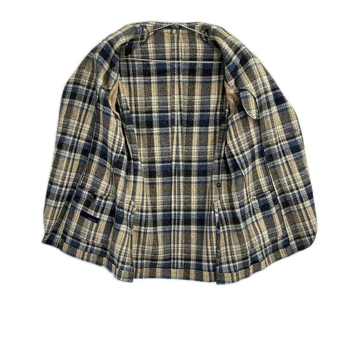 LARDINI ラルディーニ JI903Q ベージュ×ブルー チェック シルクウール ジャケット ジャケット