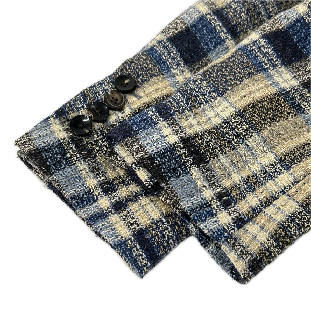 LARDINI ラルディーニ JI903Q ベージュ×ブルー チェック シルクウール ジャケット ジャケット