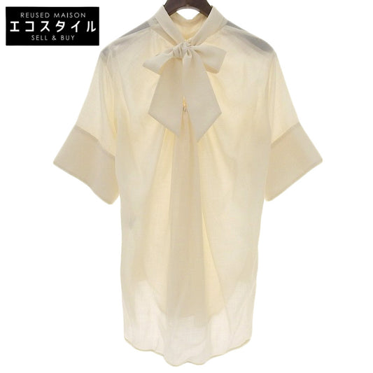 SATORU SASAKI サトルササキ 美品 SATORU SASAKI サトルササキ 半袖 ボウタイ シャーリングブラウス レディース アイボリー 1 SS23-SH03-103 トップス 1 レディース