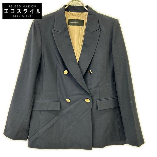 24AW ﾈｲﾋﾞｰ ｳｰﾙ混ｳｫｯｼｬﾌﾞﾙ 金ﾎﾞﾀﾝﾀﾞﾌﾞﾙｼﾞｬｹｯﾄ ジャケット 40 レディース