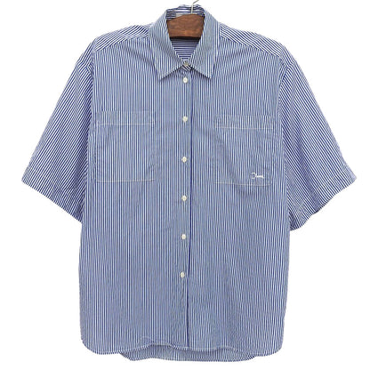 CLANE クラネ 美品 HALF SLEEVE HUGE SHIRTS コットン トップス レディース ブルー×ホワイト 1 18122ー4202 25SS トップス