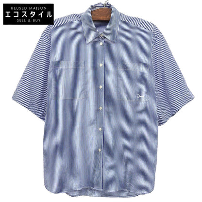 CLANE クラネ 美品 HALF SLEEVE HUGE SHIRTS コットン トップス レディース ブルー×ホワイト 1 18122ー4202 25SS トップス