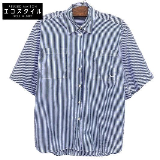 CLANE クラネ 美品 HALF SLEEVE HUGE SHIRTS コットン トップス レディース ブルー×ホワイト 1 18122ー4202 25SS トップス