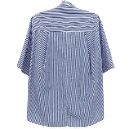 CLANE クラネ 美品 HALF SLEEVE HUGE SHIRTS コットン トップス レディース ブルー×ホワイト 1 18122ー4202 25SS トップス