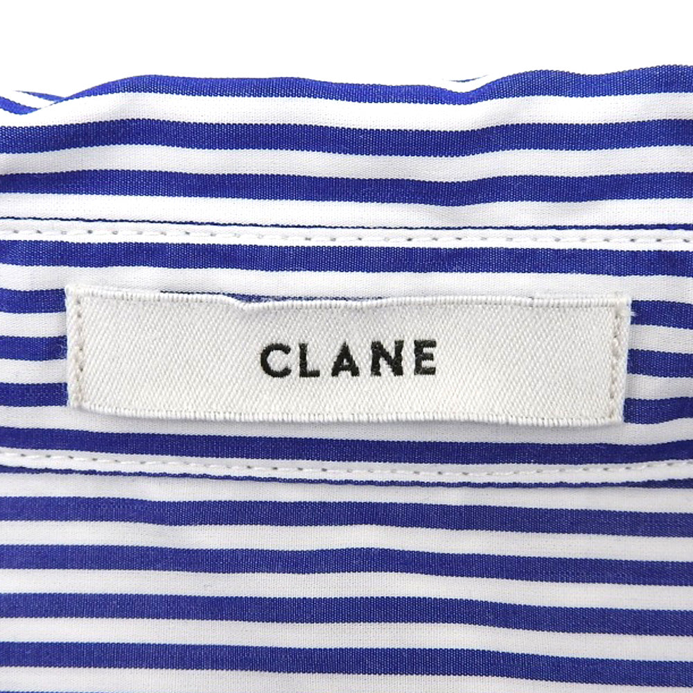 CLANE クラネ 美品 HALF SLEEVE HUGE SHIRTS コットン トップス レディース ブルー×ホワイト 1 18122ー4202 25SS トップス