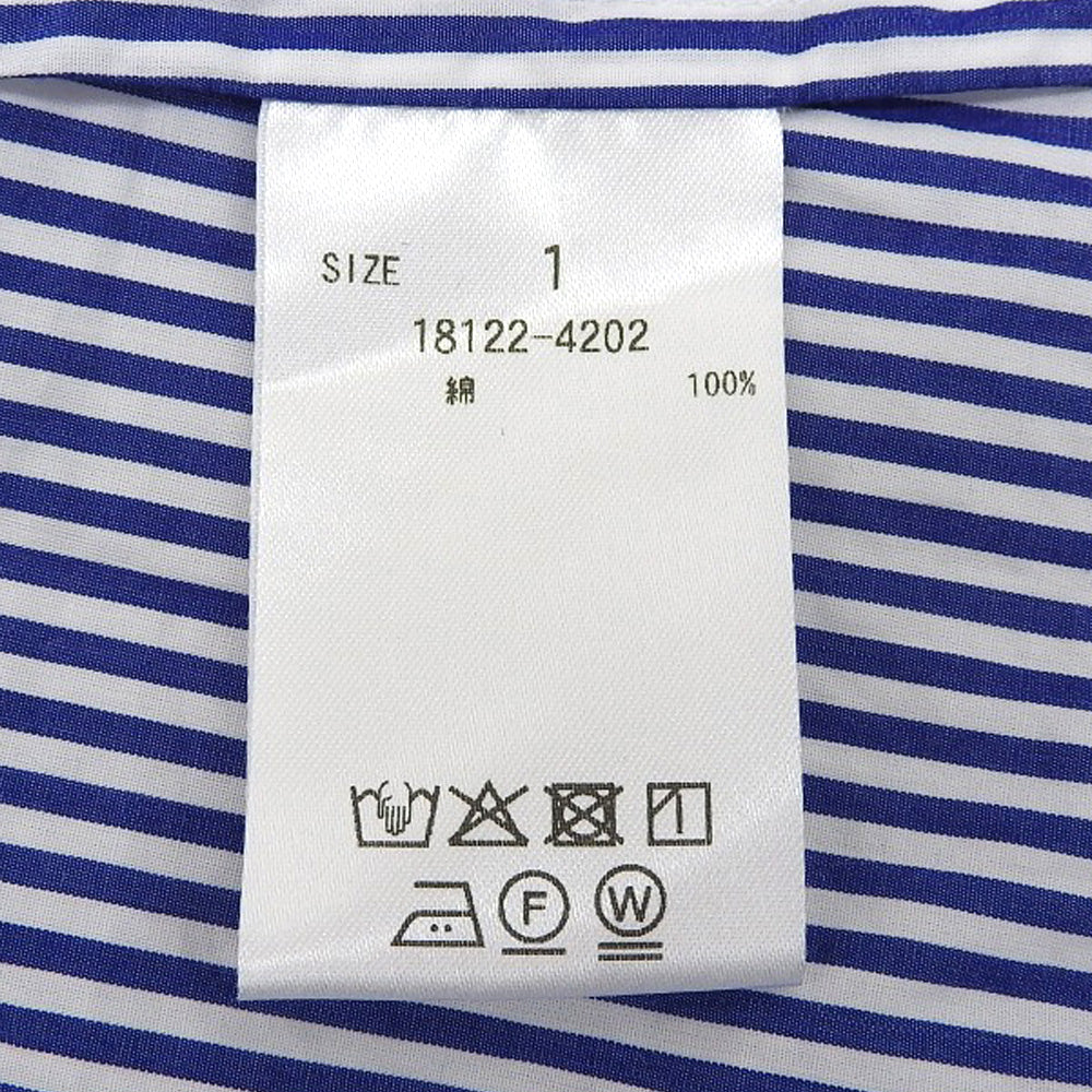 CLANE クラネ 美品 HALF SLEEVE HUGE SHIRTS コットン トップス レディース ブルー×ホワイト 1 18122ー4202 25SS トップス